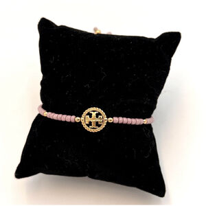 Tory Burch Kira Beaded Friendship Bracelet Gold Purple 1906